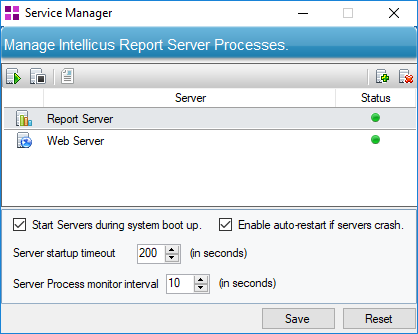 Service Manager dialog