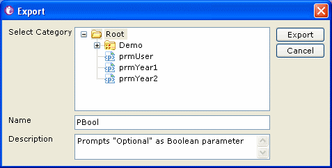 Exporting a parameter