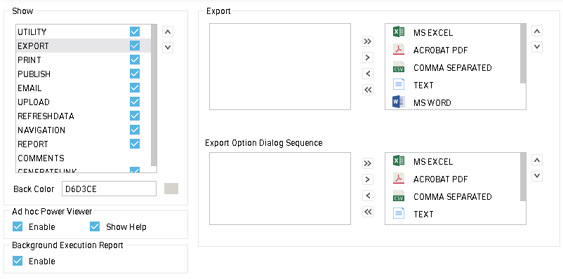 export related buttons