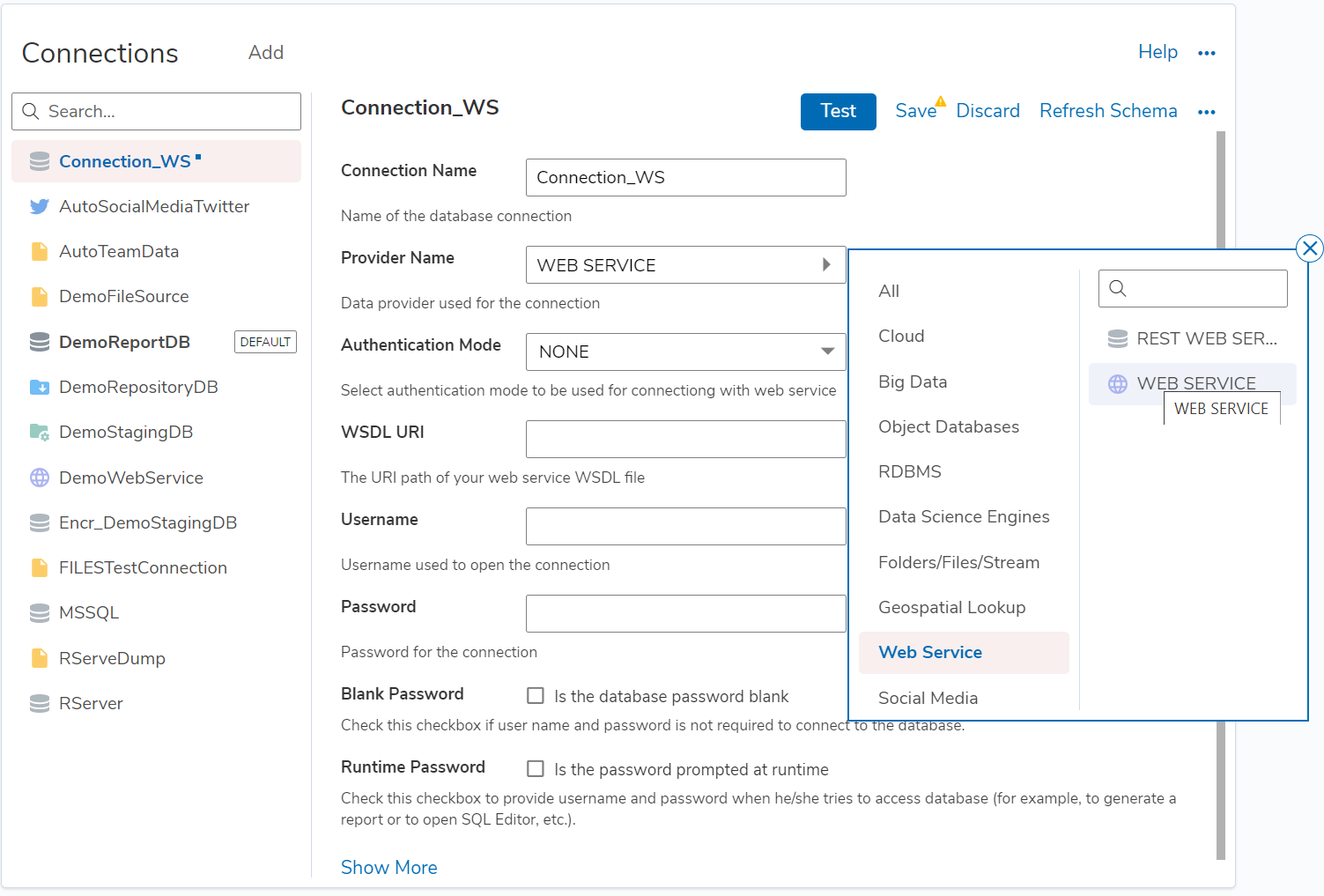 Web Service connection